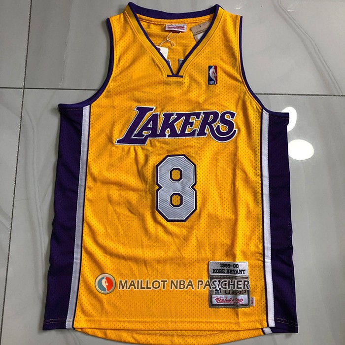Maillot Los Angeles Lakers Kobe Bryant NO 8 Mitchell & Ness 1999-00 Jaune